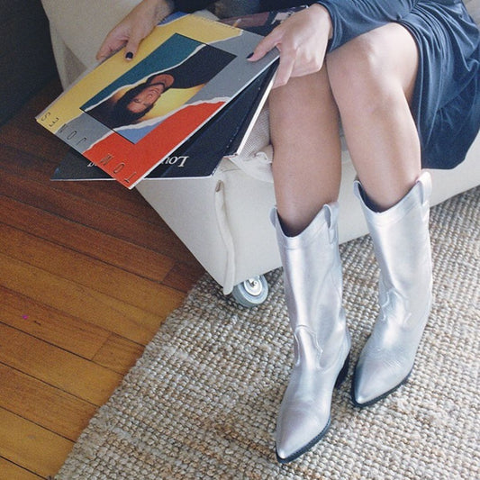 Bottes de cowboy LMDI argentées