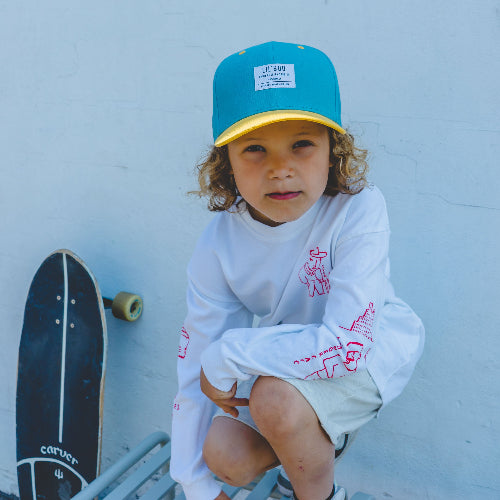 Lil'Boo Organic Block Snapback Pet Teal/Yellow