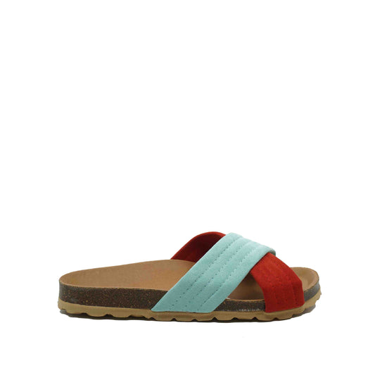 sandalen 2 kleuren rood en muntgroen