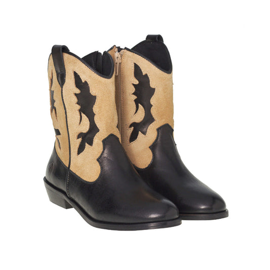 LMDI Oregon Boots Black - zwarte westernlaarsjes in leder
