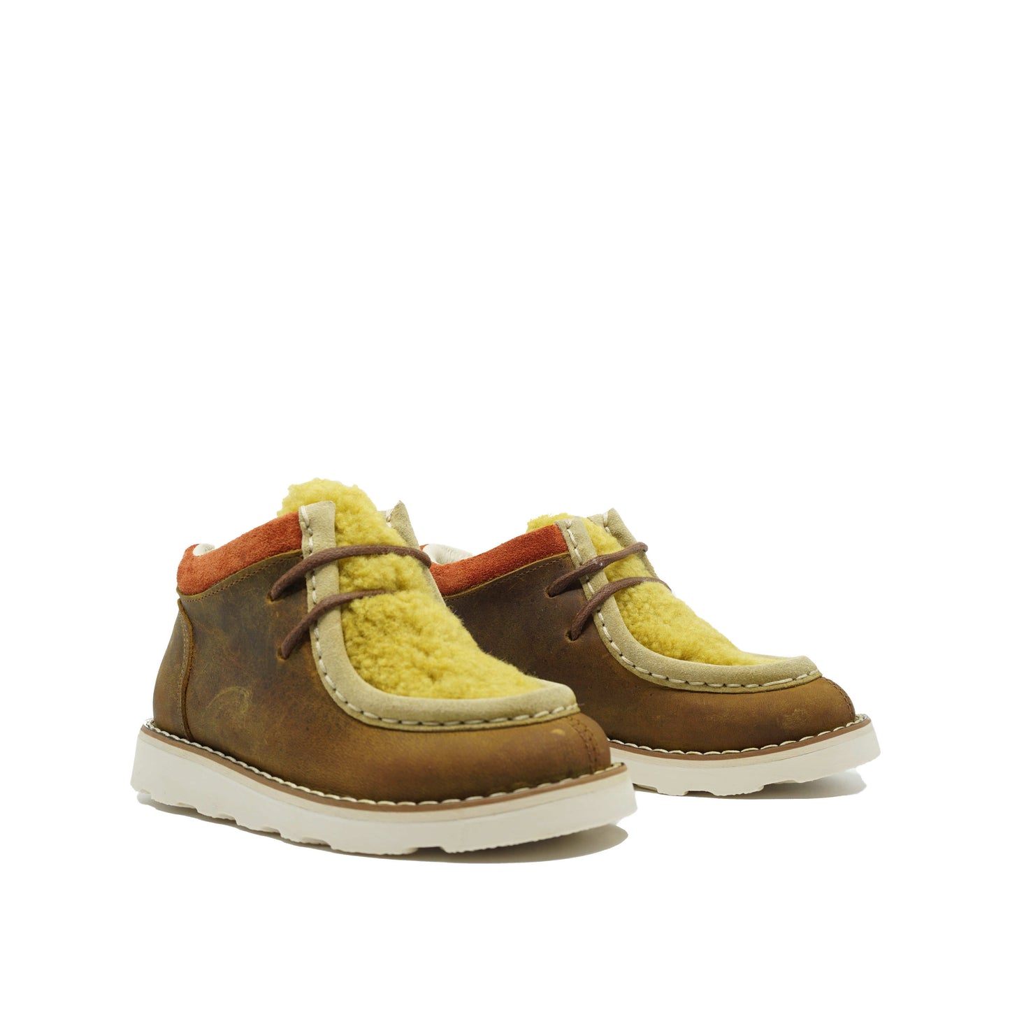 Chaussures à lacets Fiorita avec Teddy marron/jaune