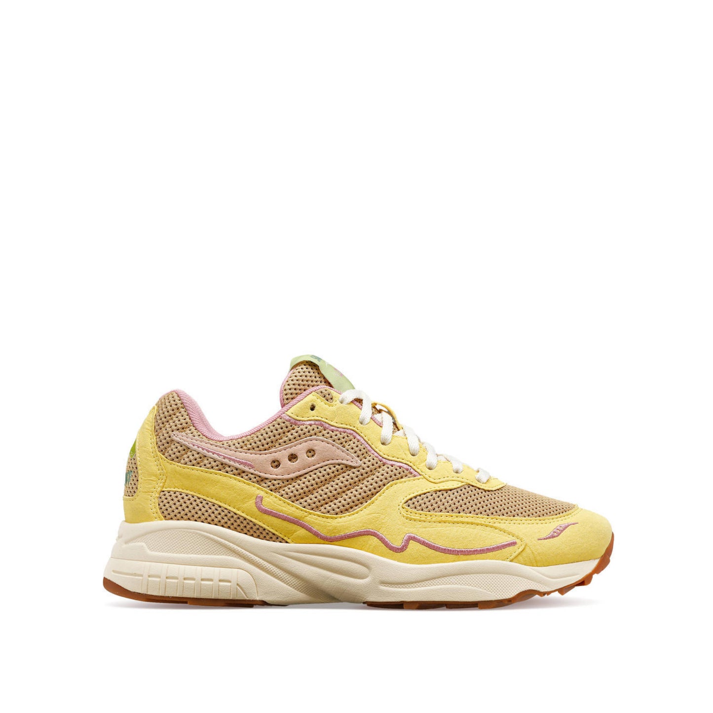 Saucony Shadow 6000 sneaker in ecofriendly mushroom leather in tan/yellow