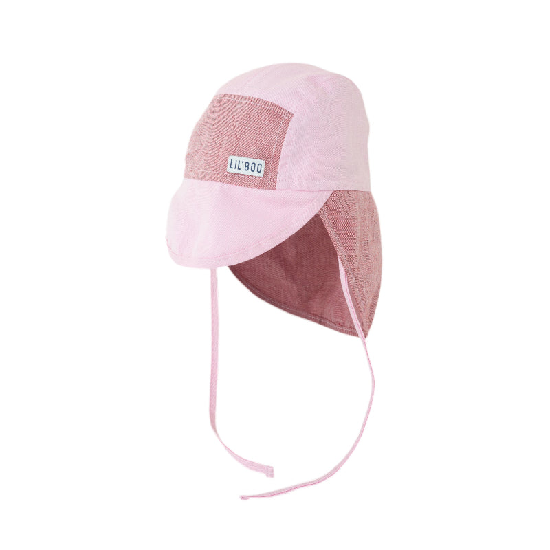 Lil'Boo Baby Sun Cap Pink baby zomerhoedje met UV bescherming en nekflap in het roze.