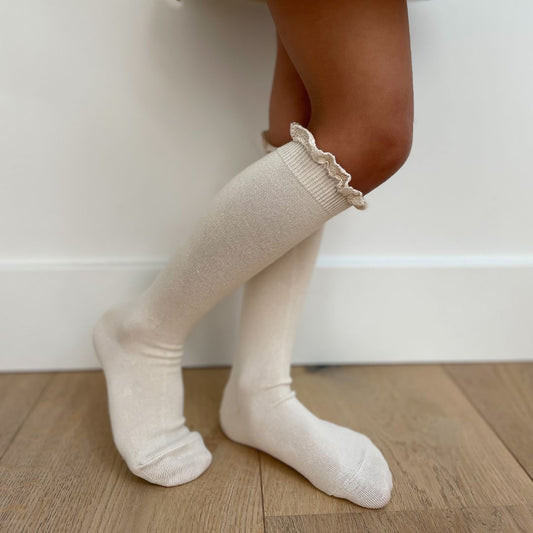 Chaussettes hautes Cóndor en dentelle et lin