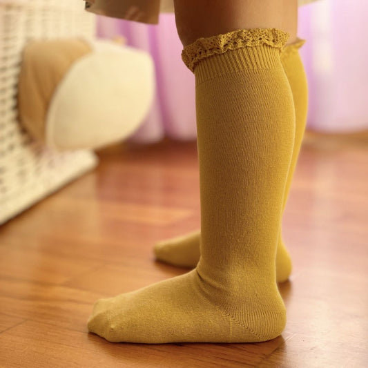 Chaussettes hautes Condor en dentelle jaune