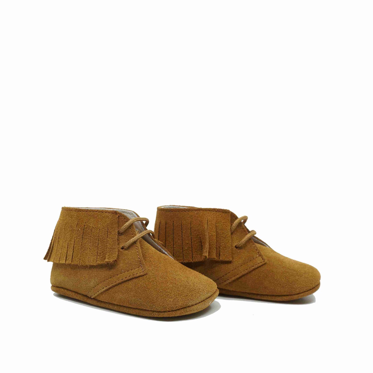 Chaussures bébé Tricati à franges marron