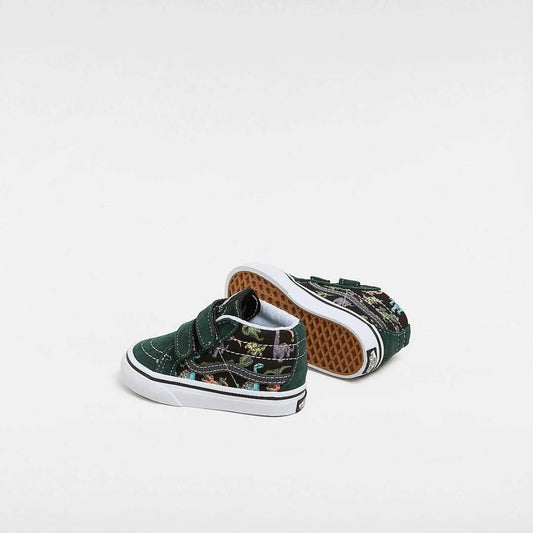 donkergroene vans dino print