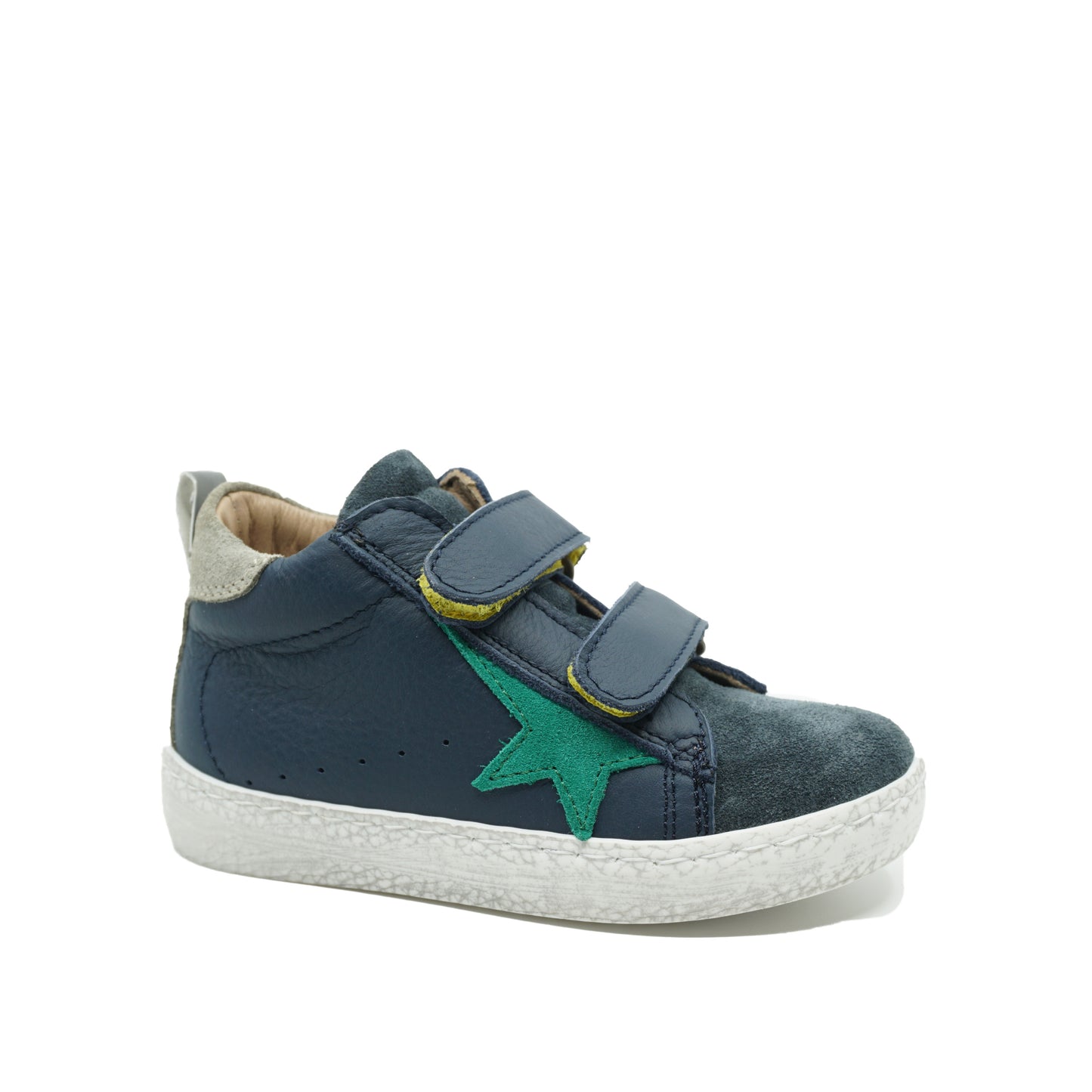 Donkerblauwe baskets met velcro in leder van het Italiaanse merk Brilla