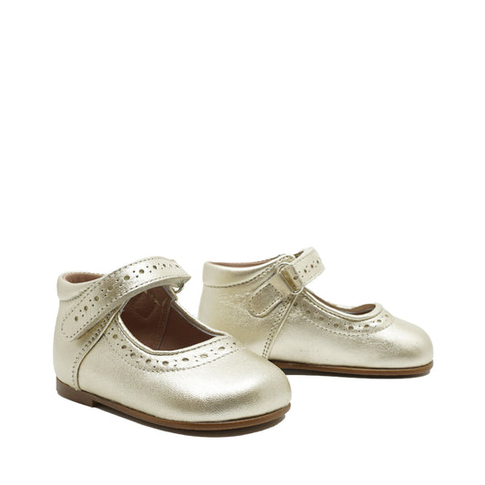 gouden babyschoentje in leder