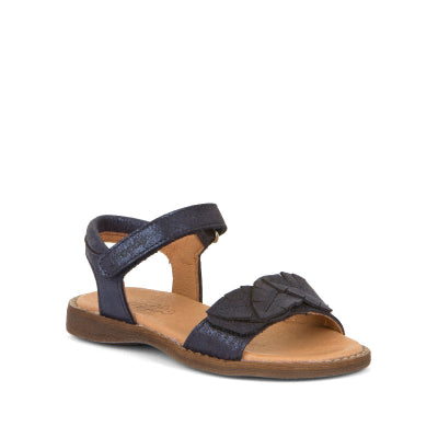 donkerblauwe sandalen in leder met klittenband