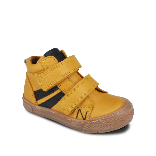 Gele leren sneakers met klittenband