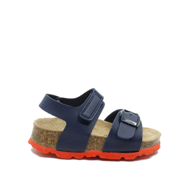 Biosandalen blauw leder met velcro. www.septemberstories.be