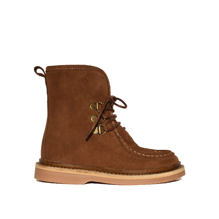 Du Loua Moc Boot Chestnut Suede - schatigge bruine winterlaarsjes voor kinderen