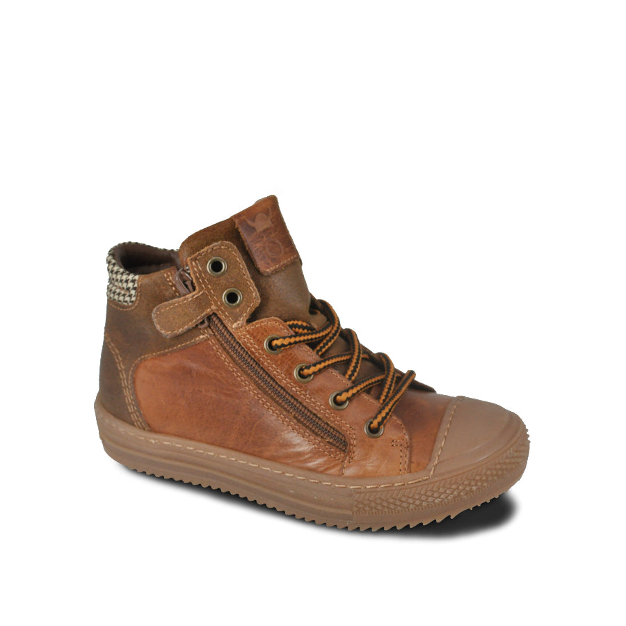 norvik cognacbruine sneakers met rits en veters