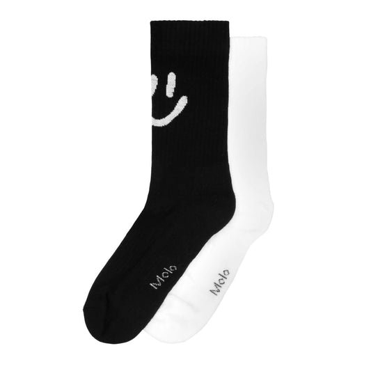Molo - Set van 2 paar Smiley sokken - Zwart/Wit