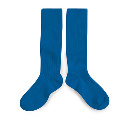 Collégien kniekousen saffierblauw
