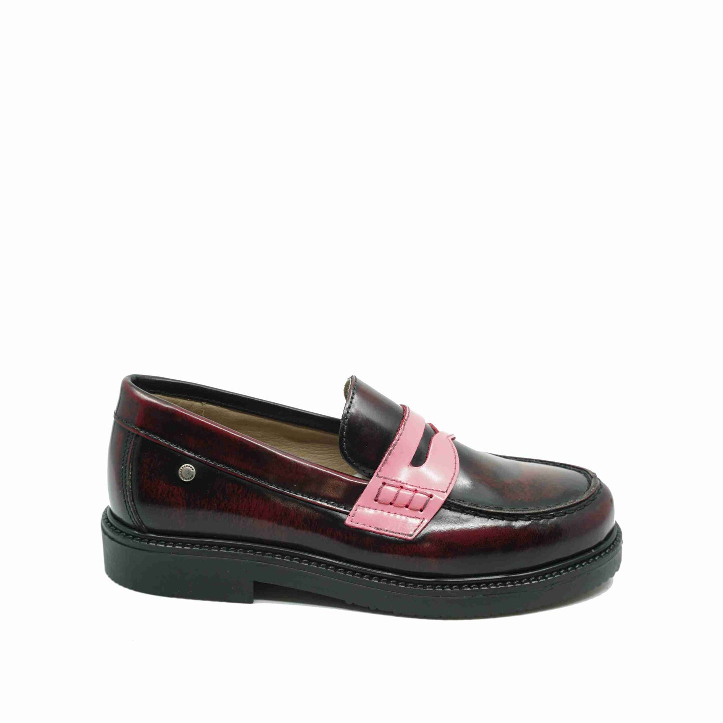 Bordeaux loafers met penny in roze