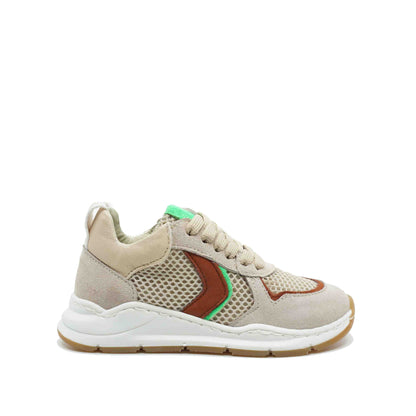 originele mesh sneakers roze met fluogroen