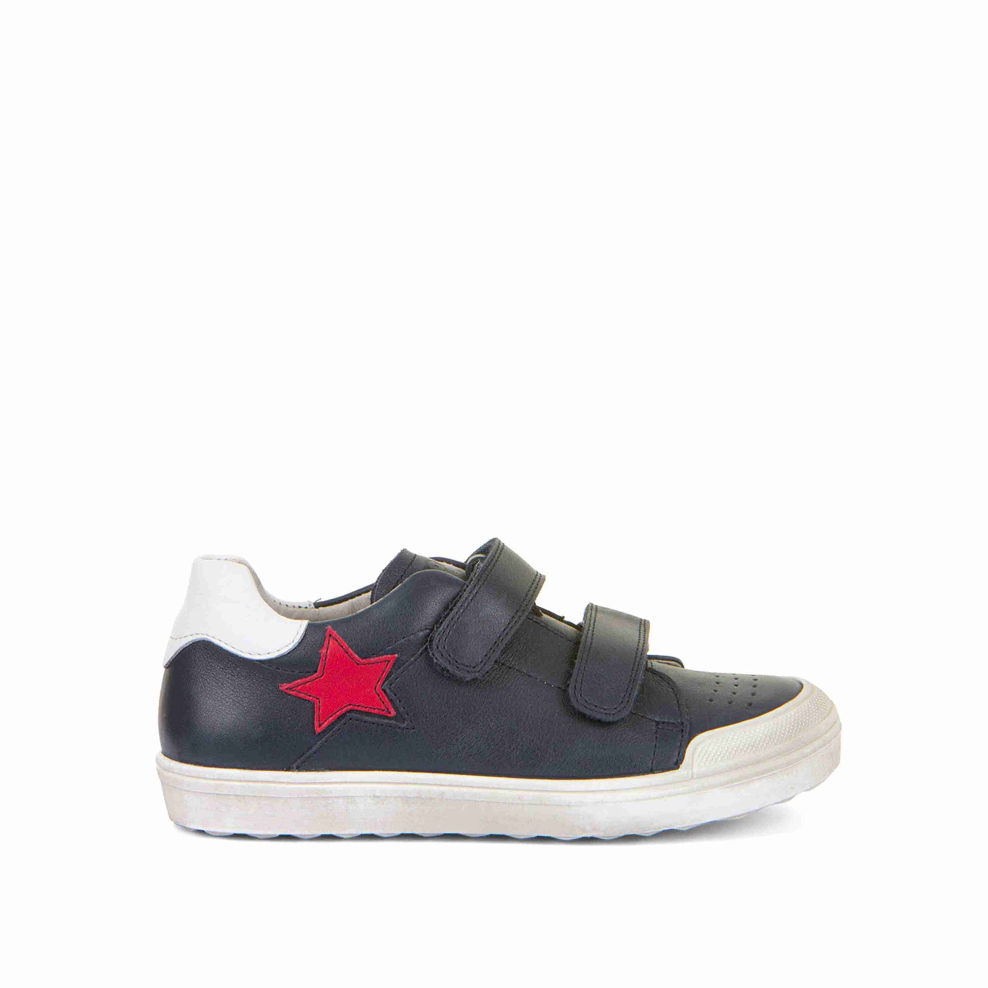 kindersneakers in donkerblauw leder met klittenband