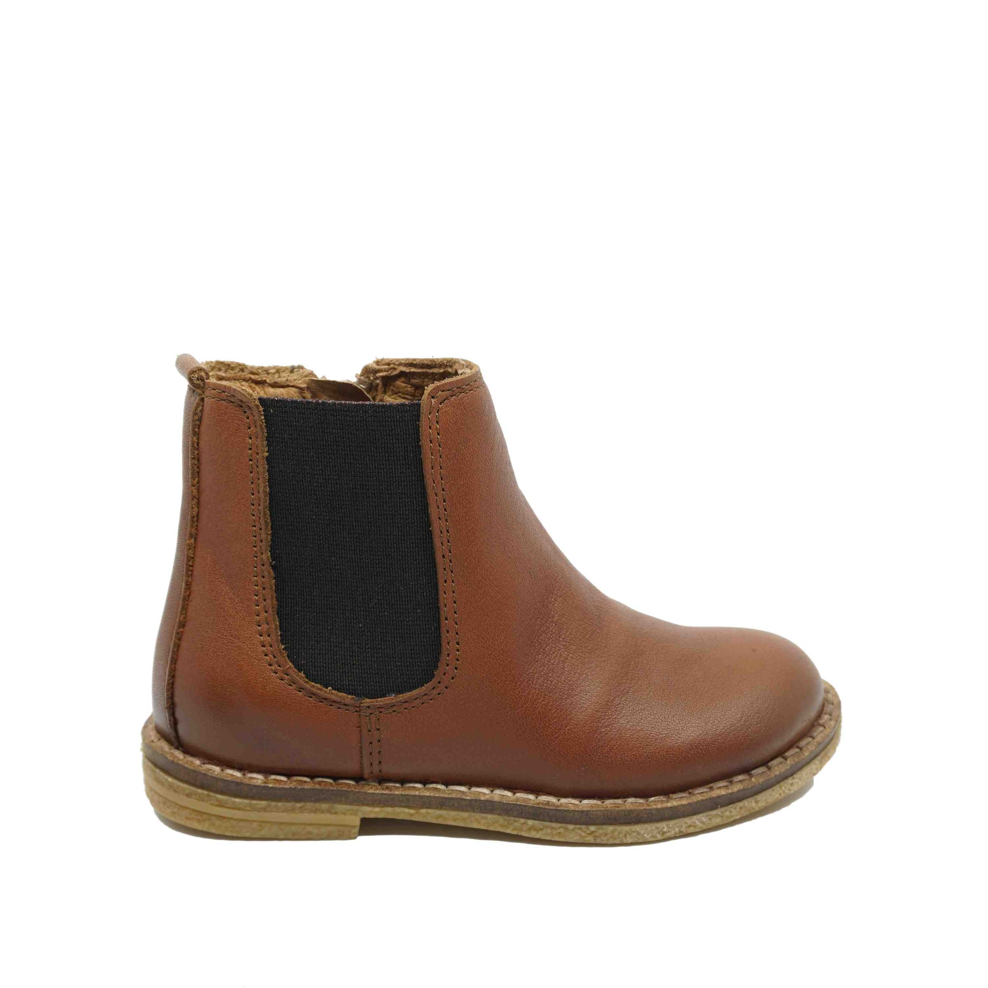 chelsea boots in bruin leer met rits aan de zijkant