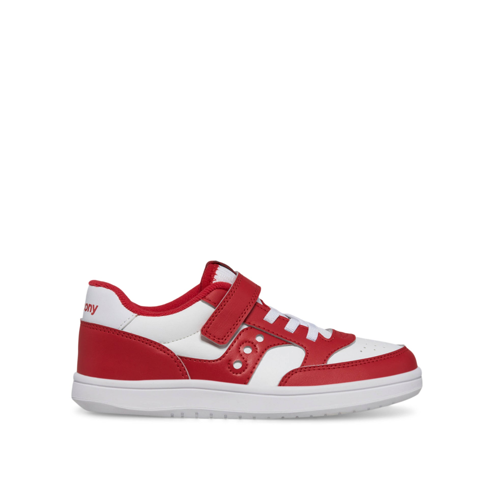 Saucony sneaker voor kinderen met elastische veter. Witte sneaker met rode accenten. 