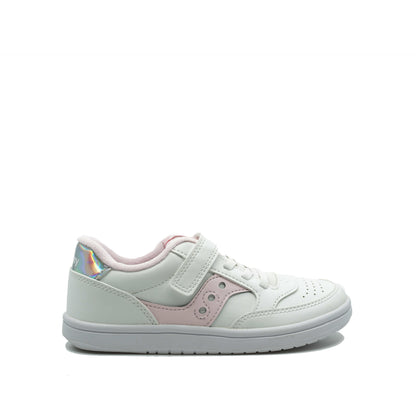 Saucony witte kindersneaker met logo in het lichtroze