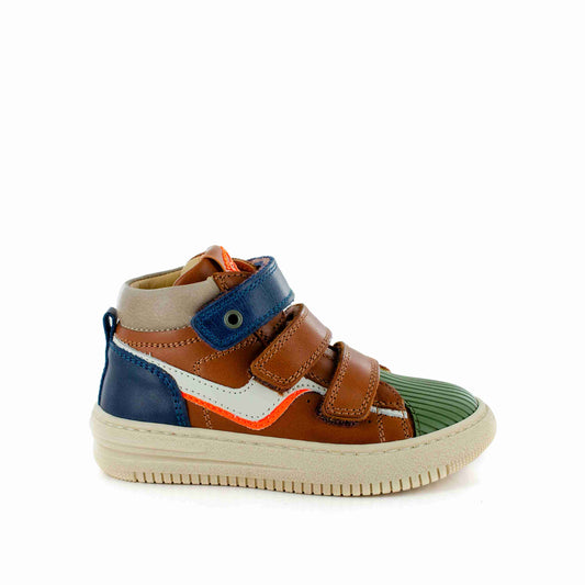 Stones and Bones Hoge Velcro Sneakers Cognac/Groen