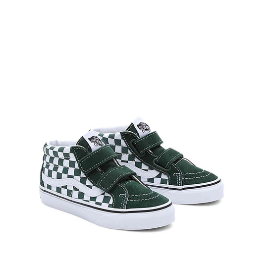 Vans halfhoge sneakers met velcro donkergroen checkerboard