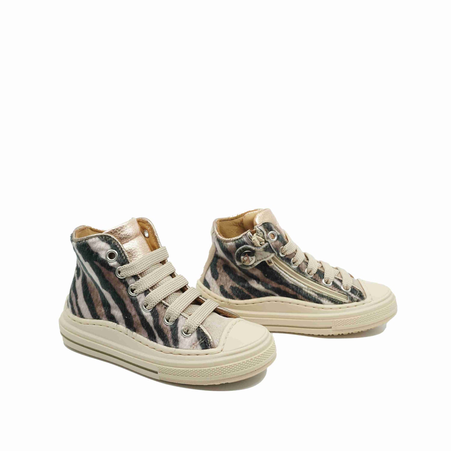 Zecchino d'Oro Hoge Sneakers Beige Zebra