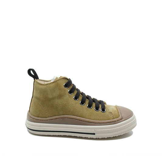 Beige Hoge Sneakers voor Jongens in leder van het Italiaanse merk Brilla