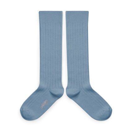 Chaussettes Genoux Collégien Bleu Clair