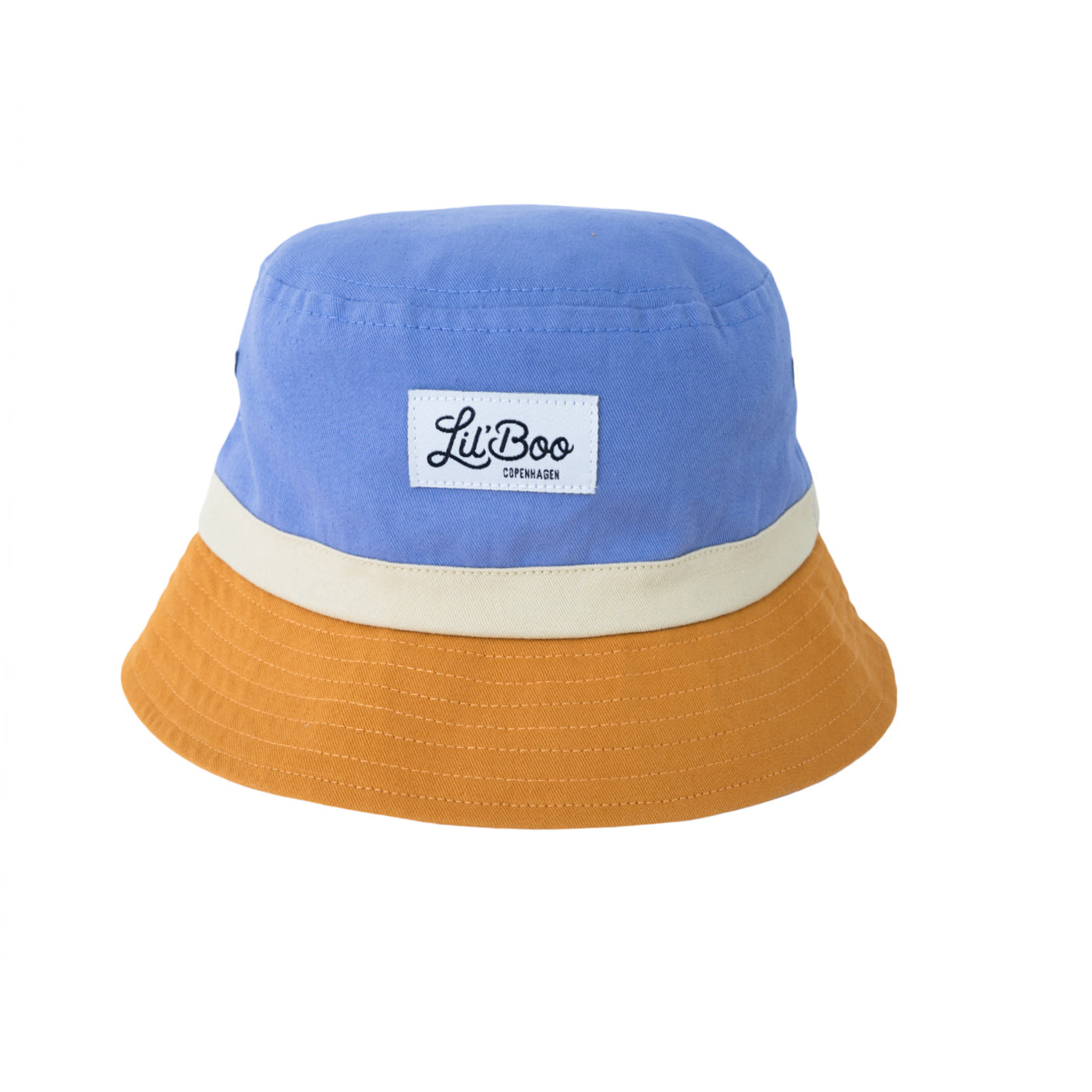Lil'Boo Block Bucket Hat - Caramel/Dusty Blue unisex vissershoedje voor kinderen