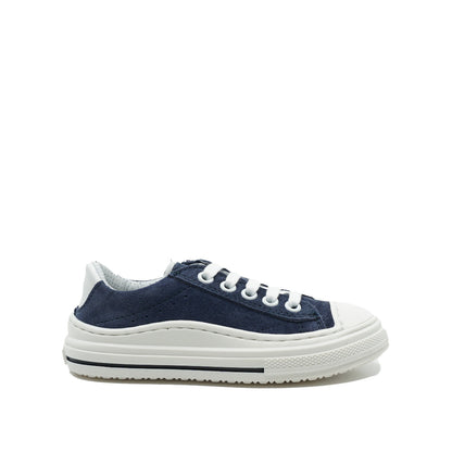 Blauwe lederen sneakers met rits aan de zijkant van het Italiaanse merk Brilla