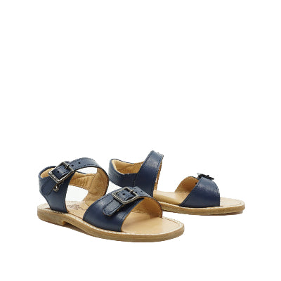 donkerblauwe leren sandalen zecchino d'oro met goed voetbed