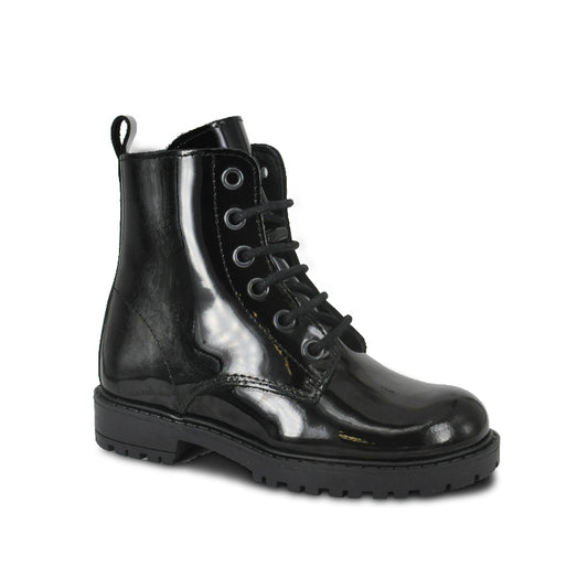 Norvik zwarte laklederen veterboots met rits aan de zijkant